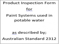PIF for paint systems specified for potable water immersion as described by Australian Standard 2312